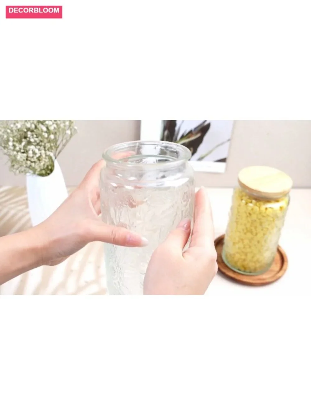6 Vintage Glass Jars with Bamboo Lids - Airtight Food Storage - 34 oz